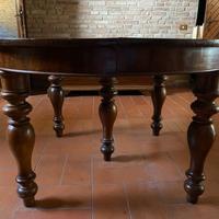 TAVOLO antico rotondo allungabile noce XIX secolo