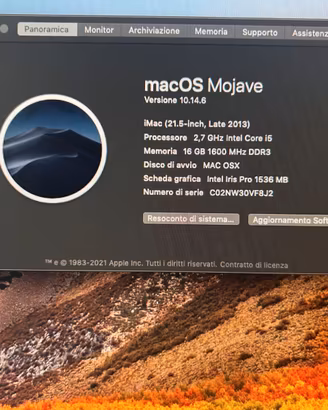 Apple iMac 21,5" Late 2013 – 16GB RAM – SSD 1TB