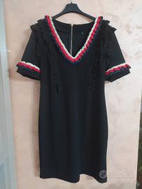 Vestito donna nero con rouges colorate 