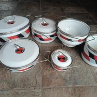 Batteria di pentole smaltate vintage Siltal
