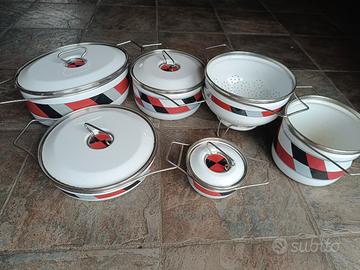 Batteria di pentole smaltate vintage Siltal