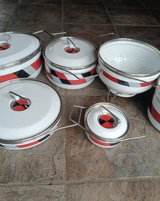 Batteria di pentole smaltate vintage Siltal