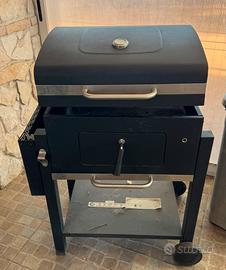 Barbecue carrello in acciao nero con coperto termo