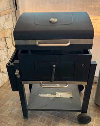 Barbecue carrello in acciao nero con coperto termo