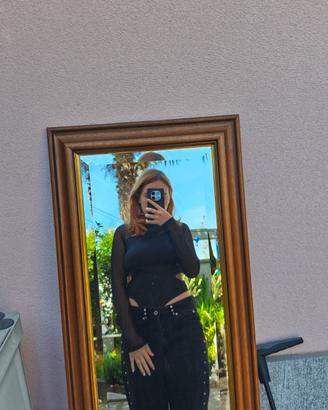 Body nero con trasparenze 