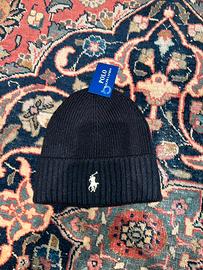 Polo Ralph Lauren -Berretto in lana nero con logo