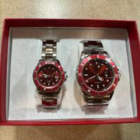 Set orologio coppia uomo e donna colore rosso