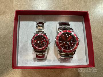 Set orologio coppia uomo e donna colore rosso