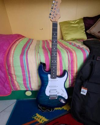 Chitarra elettrica Eko S-350 see thru blue quilted