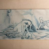 Bozza studio quadro Guernica di Picasso ologrammat