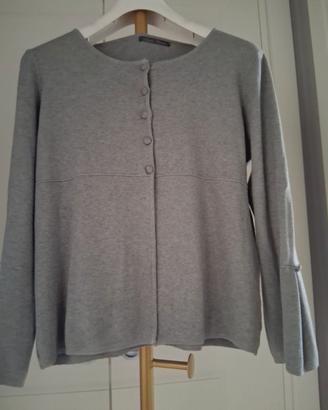 Elegante cardigan grigio perla