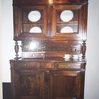 CREDENZA CON ALZATA LOMBARDA IN NOCE DELL' 800