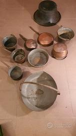 PENTOLONI e padelle di Rame d' Epoca