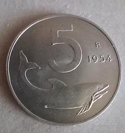 Moneta da 5 lire del 1954 