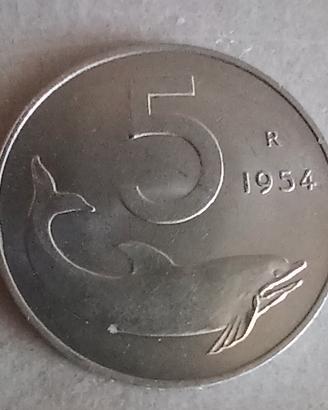 Moneta da 5 lire del 1954 