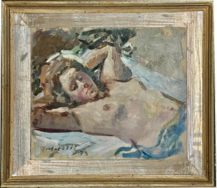 Quadro ad olio - Cusatelli - donna nuda dormiente