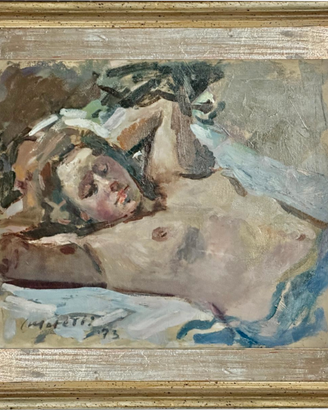 Quadro ad olio - Cusatelli - donna nuda dormiente