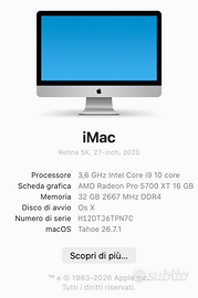 iMAC Retina 5k 27 pollici - 2020