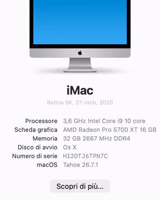 iMAC Retina 5k 27 pollici - 2020