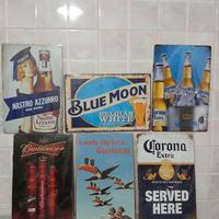 Lotto 6 insegne di latta pubblicità birra cm.20x30
