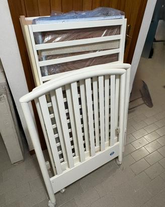 Lettino Pali bianco + materasso + parasponde