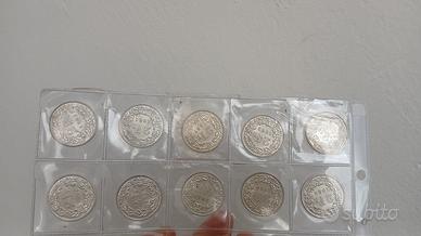 lotto 10 monete d'argento da 2 franchi svizzeri