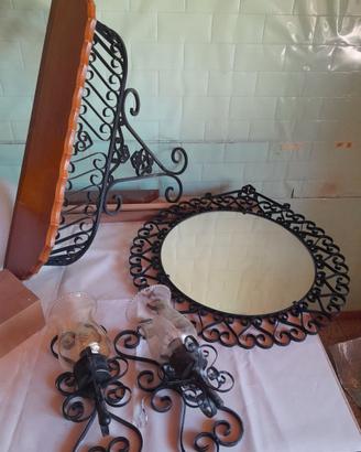 Tris Ingresso Vintage in Ferro Battuto: Specchio,