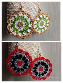 Orecchini rotondi uncinetto effetto mandala