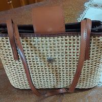 Borsa in paglia e cuoio 