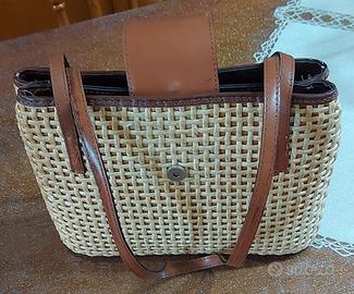 Borsa in paglia e cuoio 