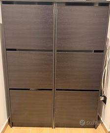 Coppia scarpiera Ikea a 3 scomparti, nera