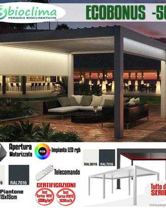 Pergola bioclimatica 4x4 PROFESSIONALE certificata
