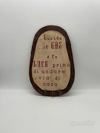 Insegna Targa Ricamata A Mano Vintage