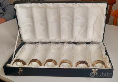 Set bicchieri vintage, in cristallo ed argento 800