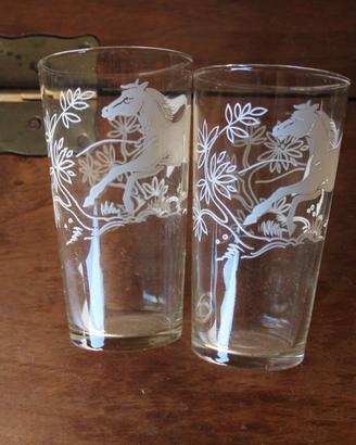 Vintage bicchiere con cavallo bianco anni 50/60 co