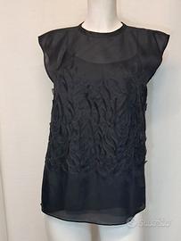 Blusa Vionnet in seta nera, tg 40