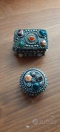 2 scatolette portagioie vintage berbere metallo