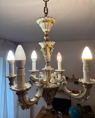 Lampadario porcellana 5 braccia