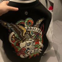 Philipp plain Varsity Jacket pelle e lana