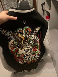 Philipp plain Varsity Jacket pelle e lana