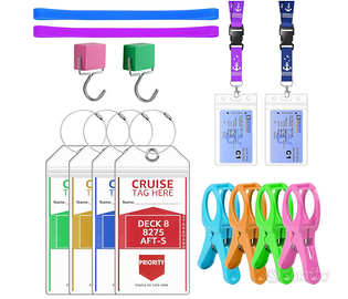 Set accessori crociera xxl , etichette bagaglio ,