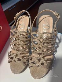 Sandalo Champagne dorato tacco