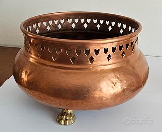 Portavaso/cachepot in rame e ottone.