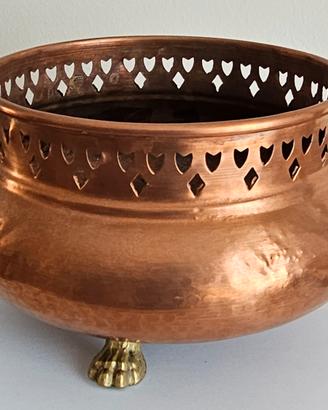 Portavaso/cachepot in rame e ottone.