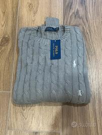 Maglione Ralph Lauren a trecce grigio donna