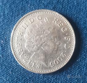 Moneta Inghilterra 10 pence Regina Elisabetta 
