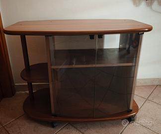 Mobile porta TV in legno con ante in vetro