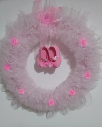 coccarda nascita in tulle lavorata a kano