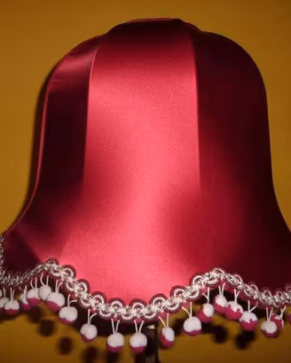 Paralume campana in raso di seta rosso cardinale 
