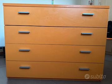 Cassettiera comò arancione